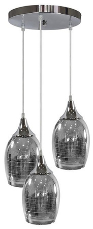 Lampa wisząca Marina szklana potrójna z lustrzanymi kloszami do salonu