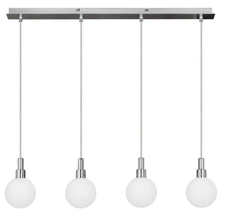 Lampa wisząca Maldus kula szklana 4-punktowa chrom biała nad stół do jadalni