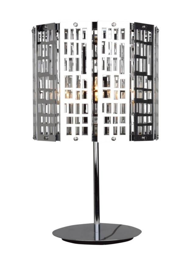 Lampka nocna Zorba metalowa chromowa do salonu lampa stołowa E27