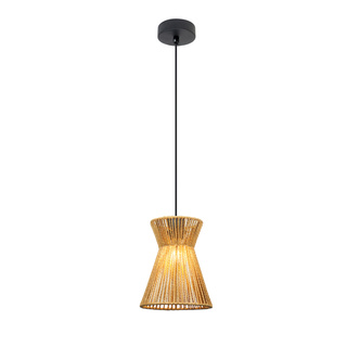 Lampa wisząca Etnos z kloszem beżowa pojedyncza metalowa i tekstylna