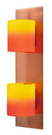 Kinkiet Ambra podwójny szklany miedziany do salonu 2x G9