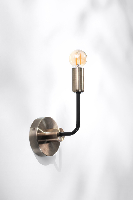 Kinkiet Saga loft metalowy czarno‐patynowy do salonu i sypialni E14 IP20