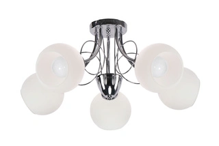 Lampa wisząca Fanta szklana z kloszami 5-punktowa srebrna do salonu