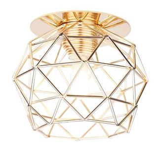 Oprawa stropowa okrągła złota metalowa E27 do żarówki dekoracyjnej wnętrza