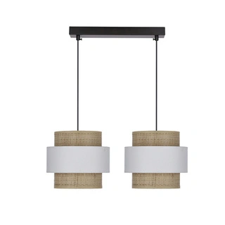 Lampa wisząca z abażurami Rattan biało‑kremowa podwójna nowoczesna nad stół