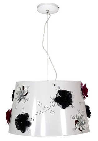 Lampa wisząca Rosa metalowa biała kwiatowa do salonu i jadalni E27 pojedyncza