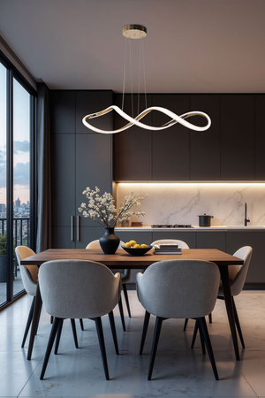 Lampa wisząca Snello do jadalni złota LED zmienna barwa 32W kryształki