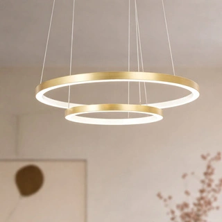 Lampa wisząca Lune złota podwójny ring LED 40W 50 cm do salonu