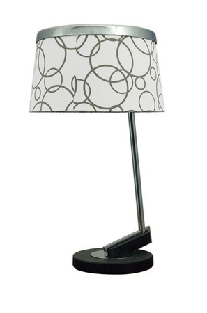 Lampka nocna Impresja biała chrom nowoczesna z regulowanym abażurem