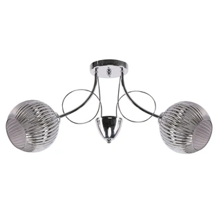 Lampa wisząca Mirox podwójna z kloszem szklana srebrna do salonu