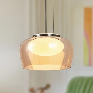 Lampa wisząca Insieme 35 szklana z kloszem bursztynowym nad stół