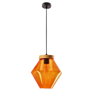 Lampa wisząca Brels z kloszem pojedyncza metalowo-szklana pomarańczowa