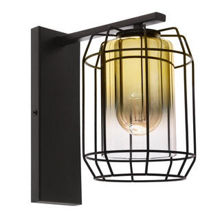 Kinkiet Jonera szklany czarny ze złotym kloszem do salonu E27