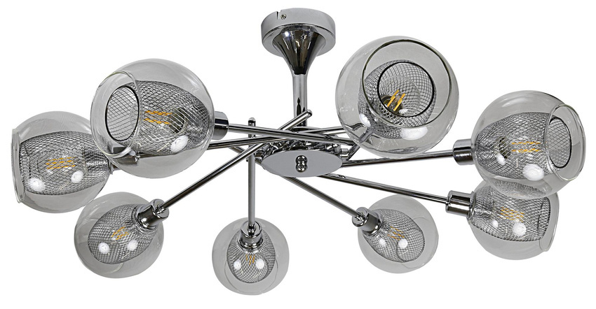 Lampa sufitowa Ozzo ze szklanymi kloszami 8-punktowa do salonu