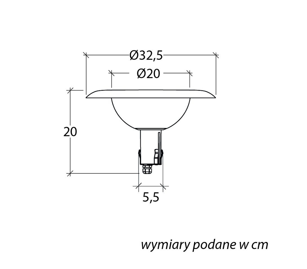 Lampa ogrodowa stojąca głowica 1081-101N widok z boku