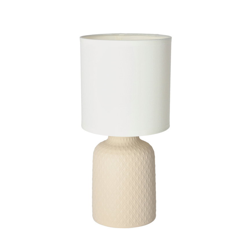 Lampka nocna Iner beżowa ceramiczna z abażurem E14