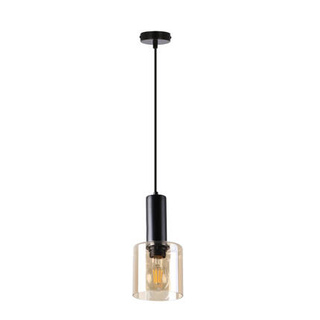 Isar Lampa Wisząca Czarny 1X40 E27 Klosz Bursztynowy