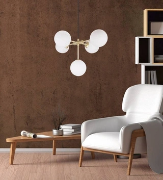 Lampa wisząca mosiądz mleczny klosz kulka 5x28W Mati Candellux 35-73778