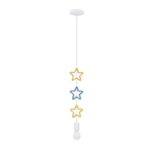 Lampa wisząca dziecięca Stars gwiazdki metalowa złota z niebieskim E27 do pokoju dziecka