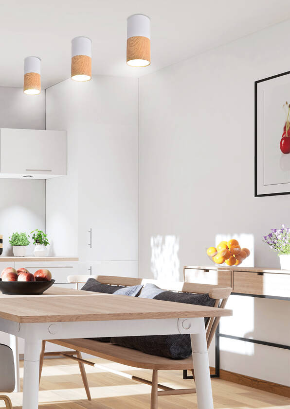 Lampa sufitowa oprawa biała drewniana GU10 25W Tuba Candellux 2273655