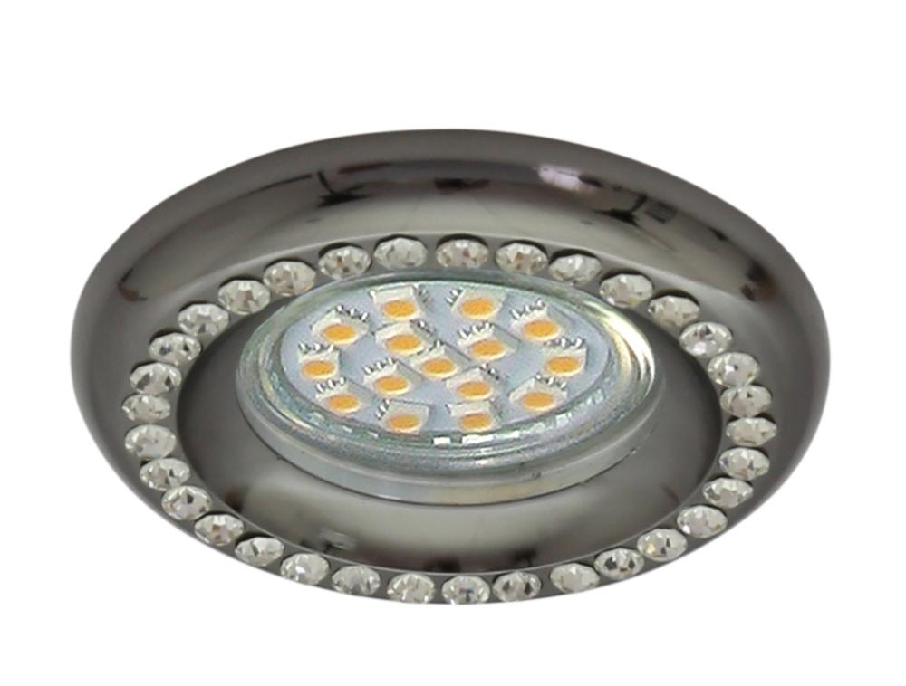 Oczko sufitowe okrągłe chrom kryształki GU10 LED dekoracyjne