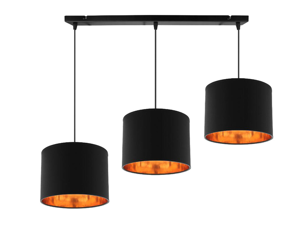 Lampa wisząca z abażurami Candida potrójna czarna metalowa E27