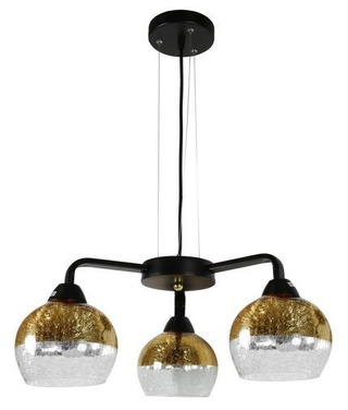 Lampa wisząca Cromina szklana potrójna kula czarno‑złota do salonu 3xE27