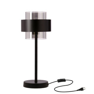 Lampka nocna Spiega szklana z dymionym kloszem czarna do salonu E27