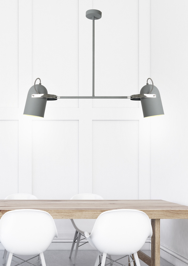Lampa wisząca Gray szara metalowa podwójna nad stół do jadalni E27