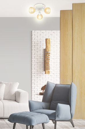 Lampa sufitowa Atarri spot regulowana 3-punktowa drewniana