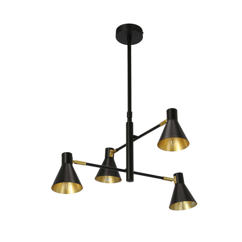 Lampa wisząca Less czarna metalowa 4-płomienna regulowana do salonu E14