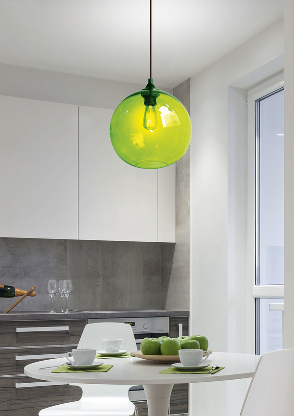 Lampa wisząca Edison szklana kula zielona do jadalni 1xE27 z żarówką