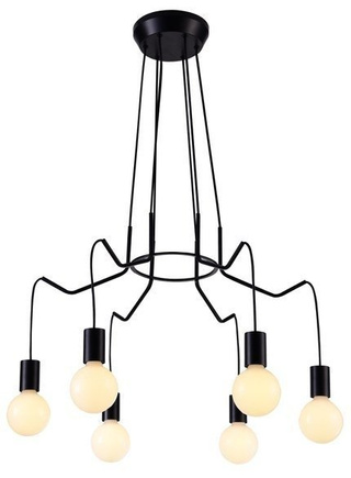 Lampa wisząca Basso czarna matowa 6-płomienna do salonu i jadalni E27