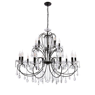 Lampa wisząca Aurora metalowo-szklana 15-punktowa czarna do salonu