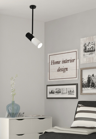 Lampa wisząca tuba regulowana czarno-biała GU10