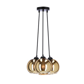 Lampa wisząca Trio szklana kula potrójna złota do salonu 3xE27