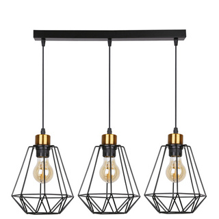 Lampa wisząca Primo potrójna na listwie czarno-złota do jadalni E27 metal