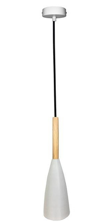 Lampa wisząca Trosa Ledea biała z drewnem pojedyncza do kuchni E27
