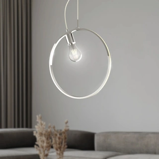 Lampa wisząca SKIROS srebrny ring – minimalistyczne oświetlenie LED 4000K z E27
