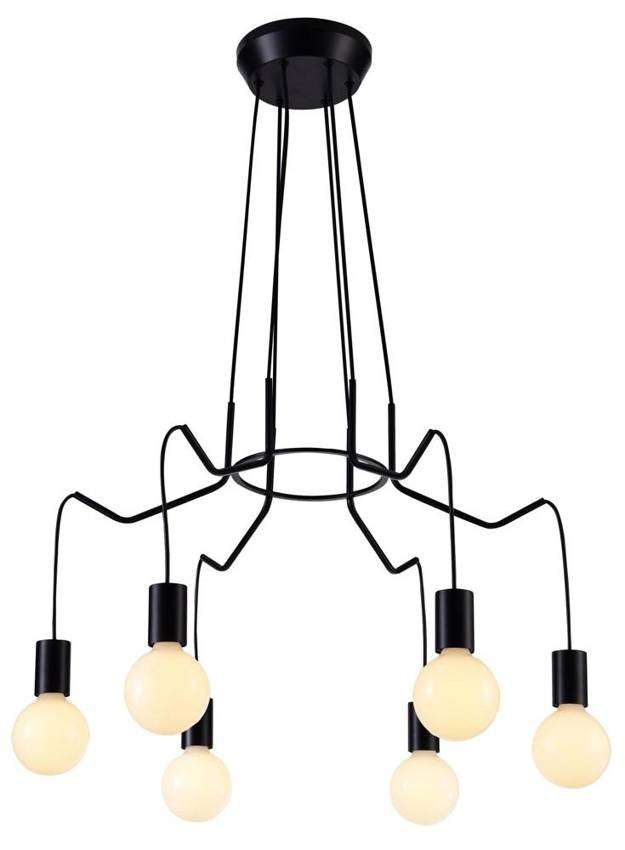 Lampa wisząca Basso czarna matowa 6-płomienna do salonu i jadalni E27