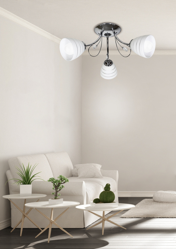 Lampa sufitowa Simpli ze szklanymi kloszami 3-punktowa do salonu