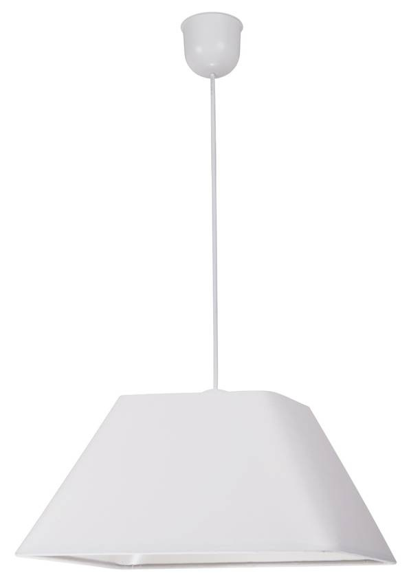 Lampa wisząca z abażurem Robin biała tkaninowa do salonu E27