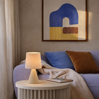 Lampka nocna Satti ceramiczna brązowa z abażurem E14 lampka stołowa