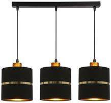 Lampa wisząca z abażurami Assam czarna złoty pasek potrójna nowoczesna