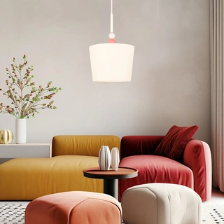 Lampa wisząca z abażurem Bebe biała do pokoju dziecięcego E27