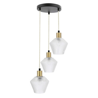 Lampa wisząca Greniko potrójna z kloszem bezbarwnym do salonu czarna E14