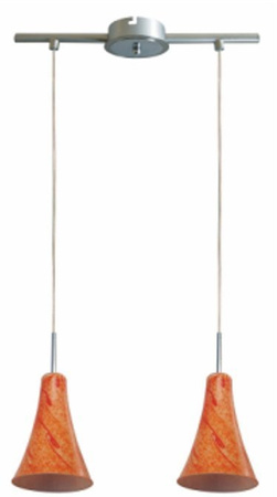 Lampa wisząca Rufi podwójna szklana do salonu pomarańczowa 2xE14