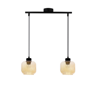 Lampa wisząca Marla podwójna z kloszem szklana czarna do jadalni