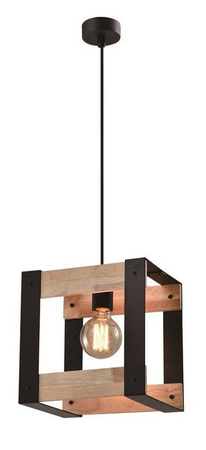 Lampa wisząca Varna czarna drewniana loft do salonu 1xE27 regulowana