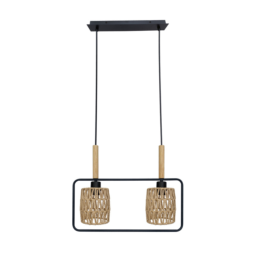 Lampa wisząca z abażurami Crown czarna podwójna do jadalni